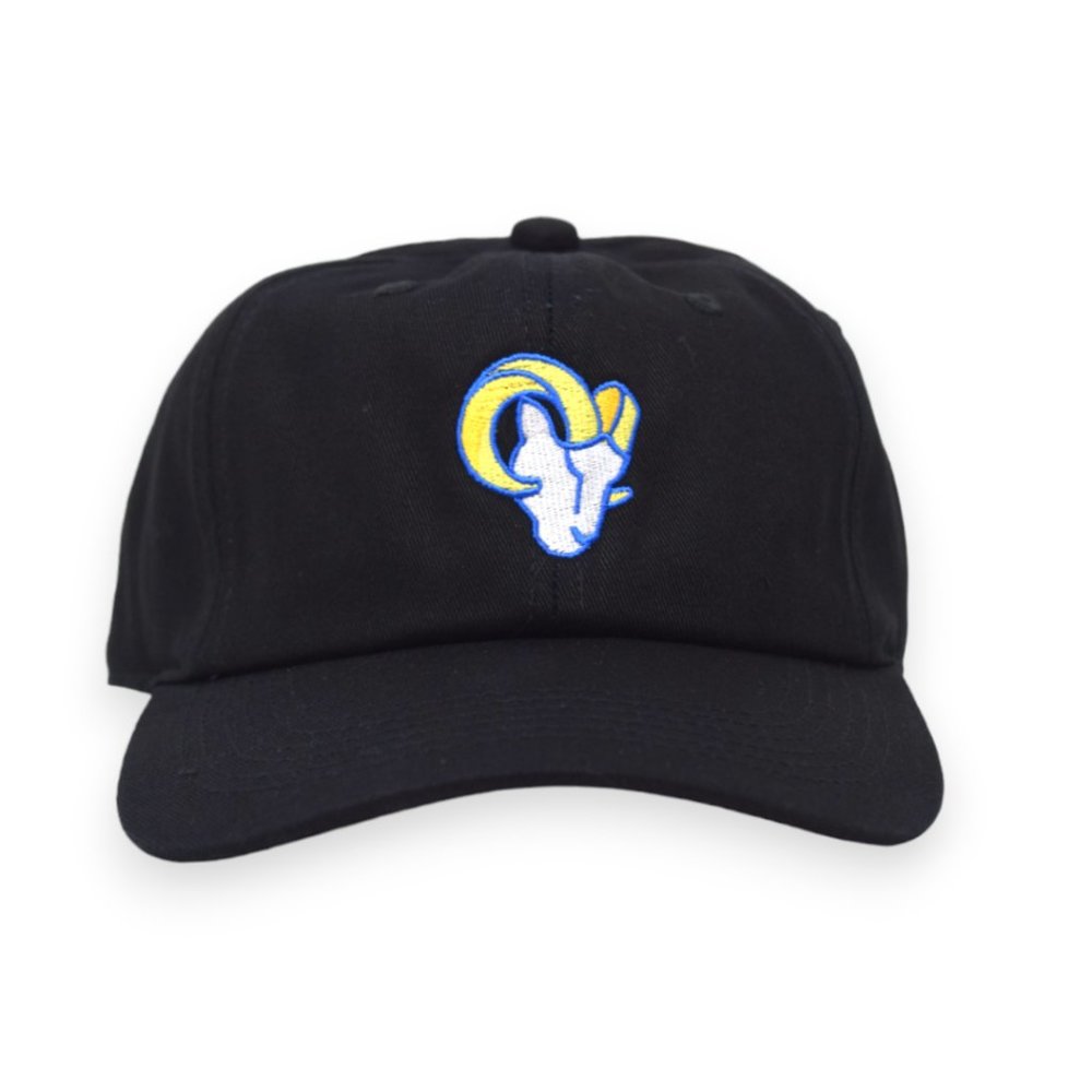 Rams Logo Design Embroidered Unstructured Dad Hat - BLACK